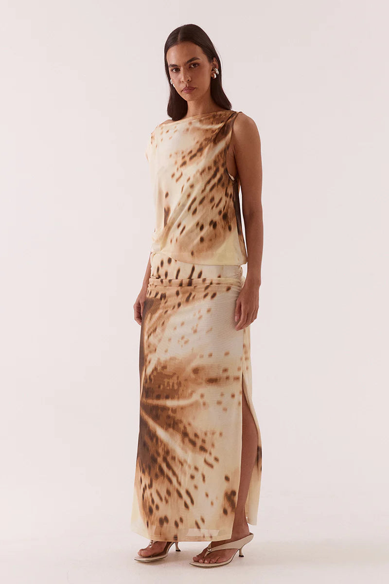 Odette Drape Dress - Lemon Orchid Sovere