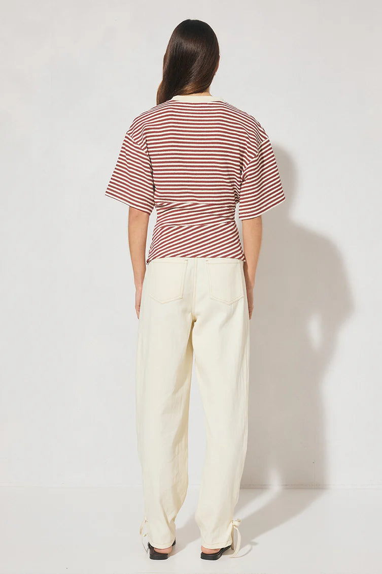 Aura Tee - Burgundy Cream Stripe Mon Renn