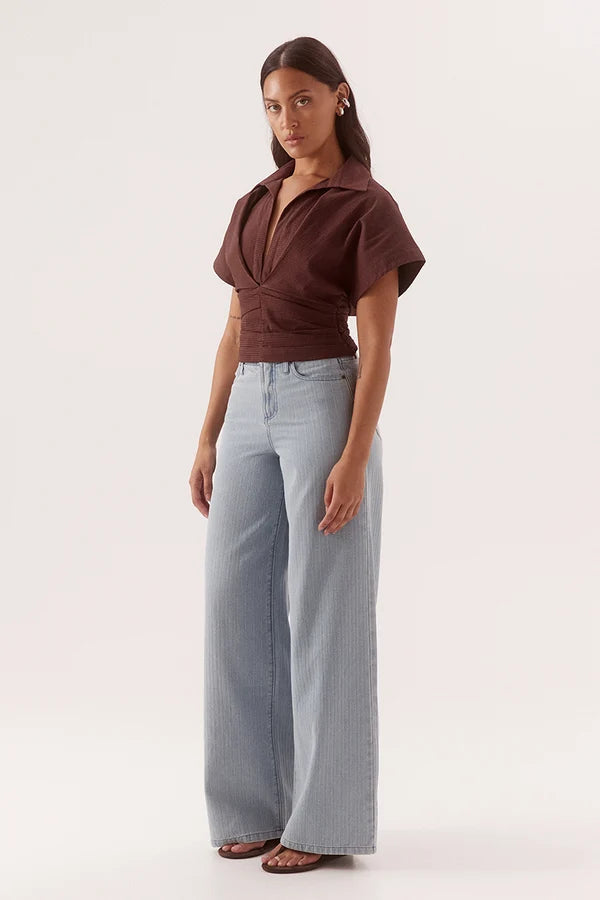 Lyra Crop Shirt - Chocolate Sovere