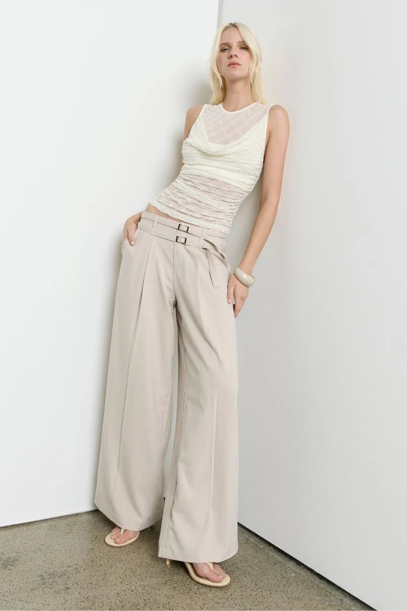 Venus Cowl Mesh Top - Cream Sovere