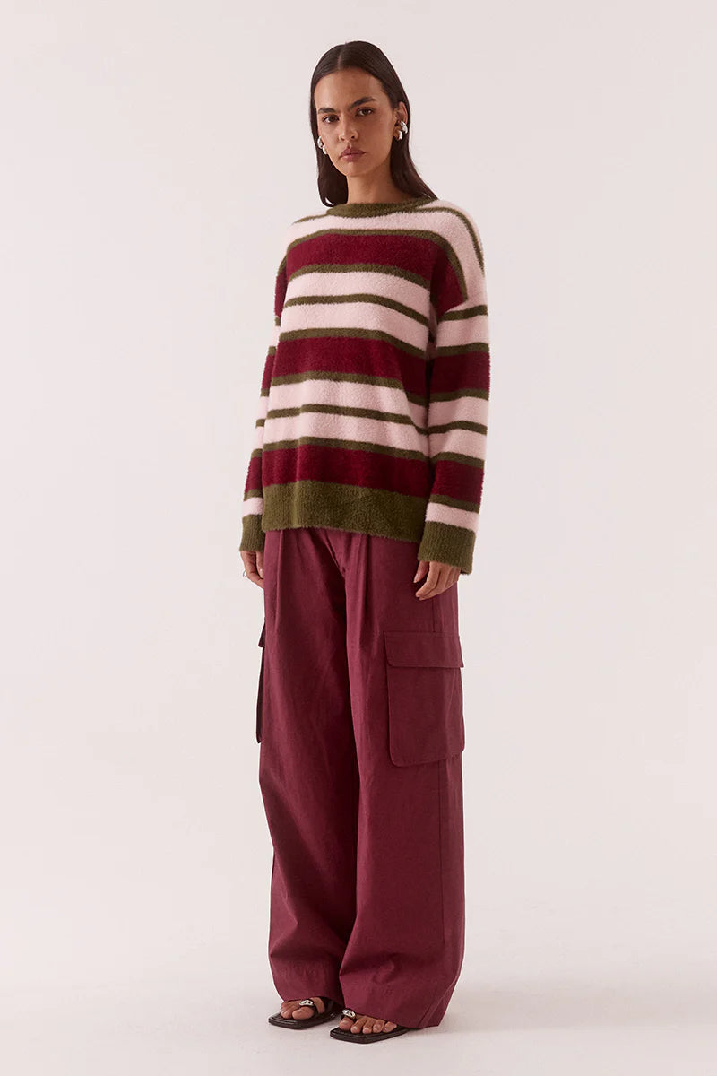 Holland Stripe Crew Knit - Pink/Plum Sovere