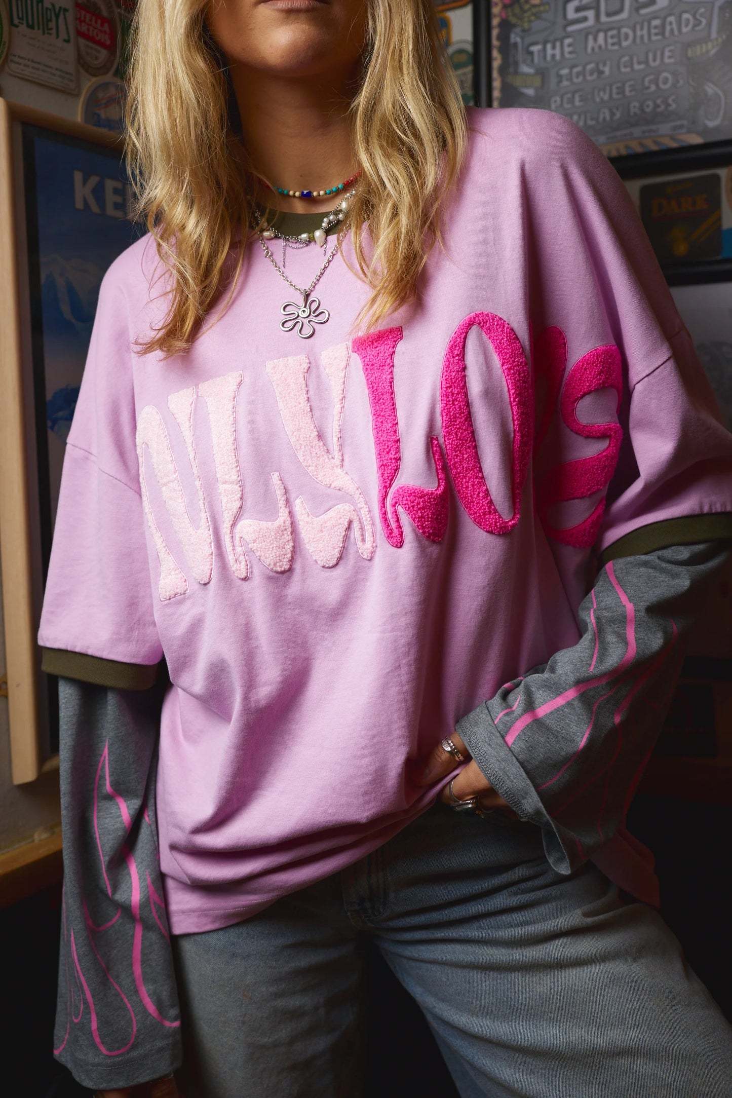 Love Sick Layered Tee - Wisteria Only Lovers Left