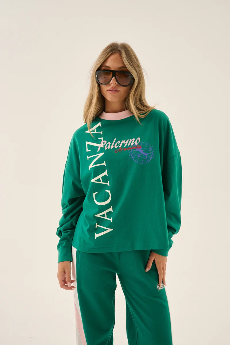 Vacanza Long Sleeve Tee - Sea Green Araminta James