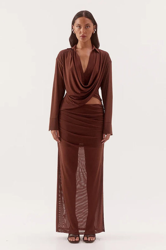 Selen Skirt - Mocha cloth.IN BRICK