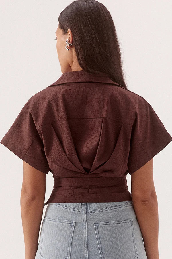 Lyra Crop Shirt - Chocolate Sovere