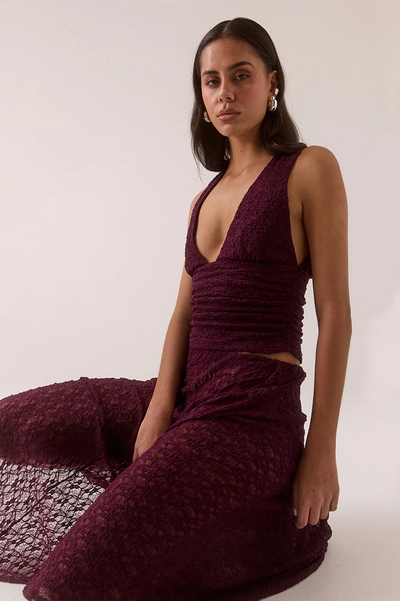 Aaila Lace Top - Plum Sovere
