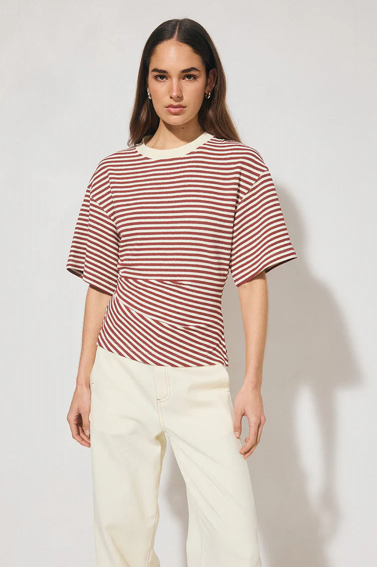 Aura Tee - Burgundy Cream Stripe Mon Renn