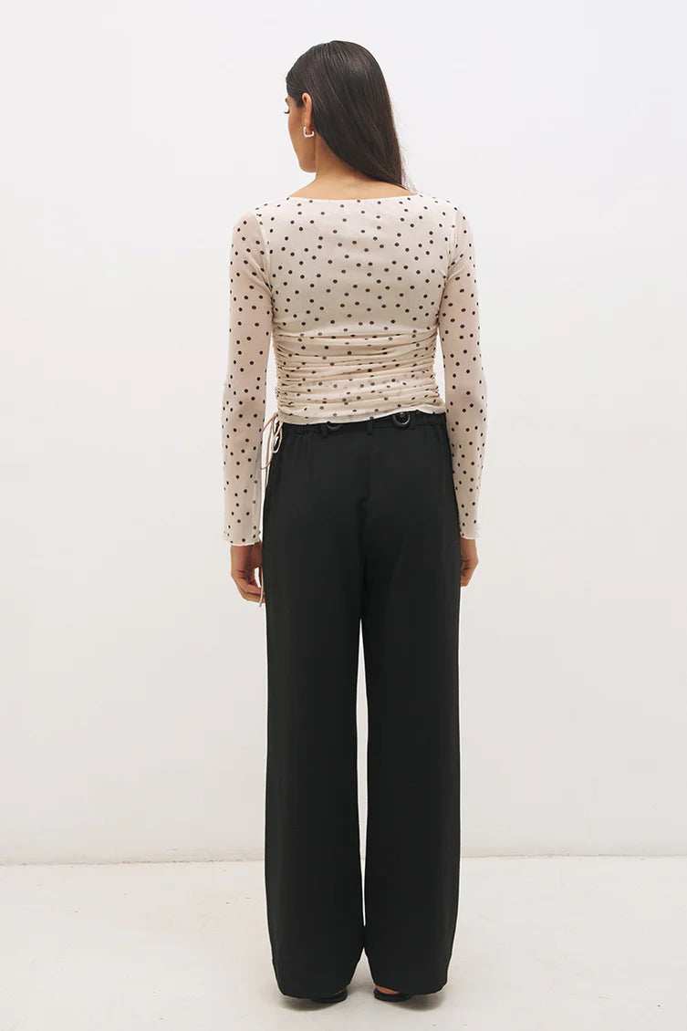 Vesper Spot Long Sleeve Top - Cream Base Polka Dot Mon Renn