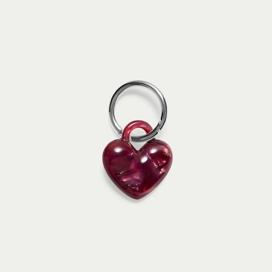 Puffy Heart Keychain - Pomegranate Silver Kitty Paloma