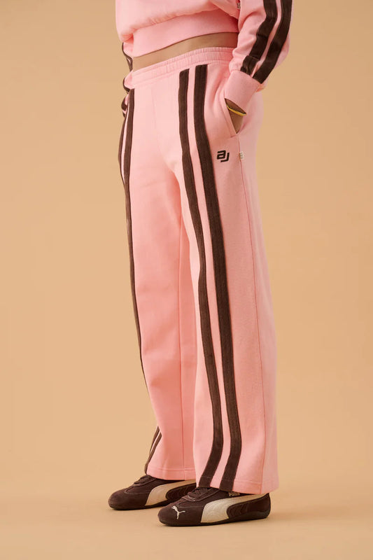 AJ Logo Stripe Trackpant - Rose Quartz Araminta James