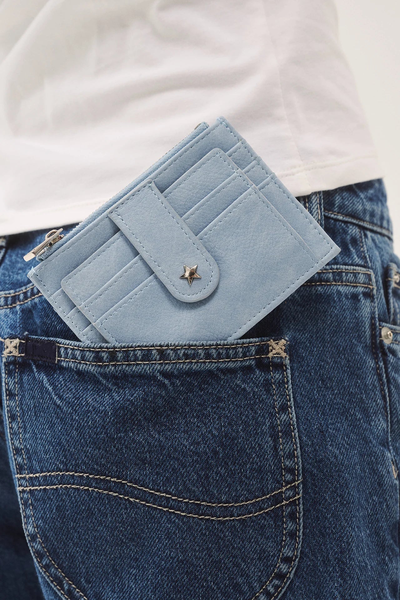 Daisy Card Wallet - Blue Faux Suede Georgia Mae