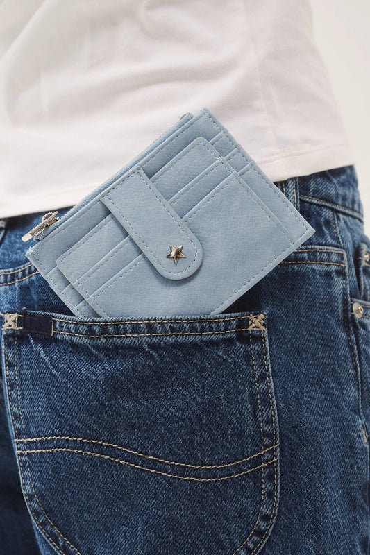 Daisy Card Wallet - Blue Faux Suede Georgia Mae
