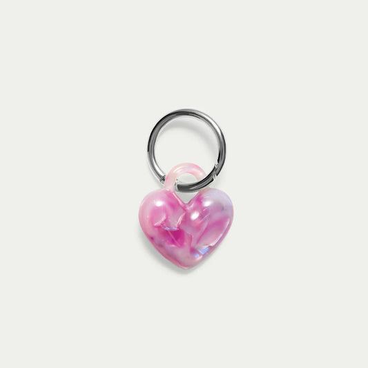 Puffy Heart Keychain - Peony Silver Kitty Paloma