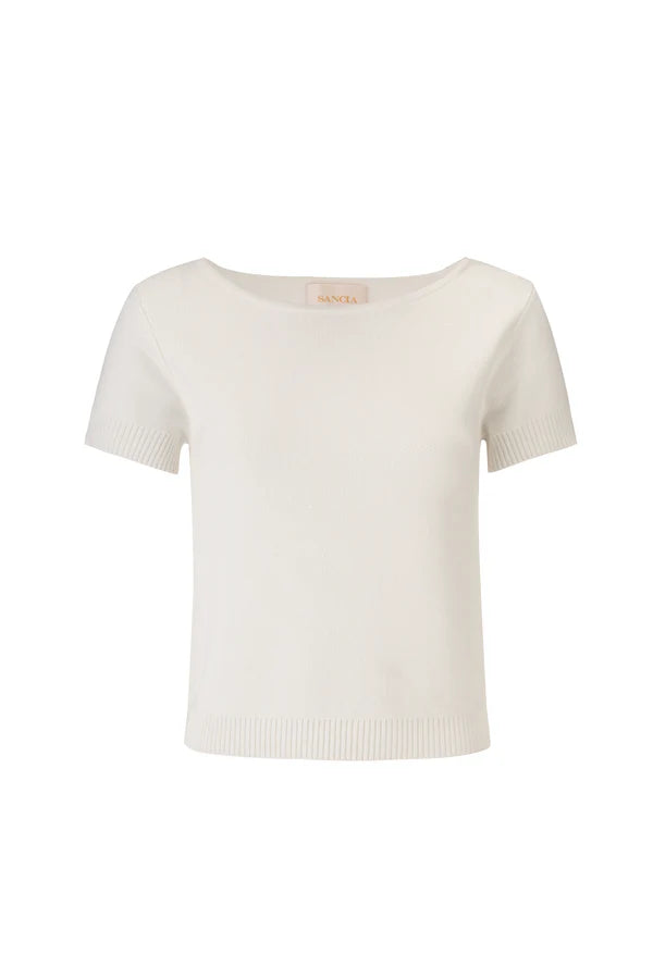 Emi Knit Tee - White Sancia