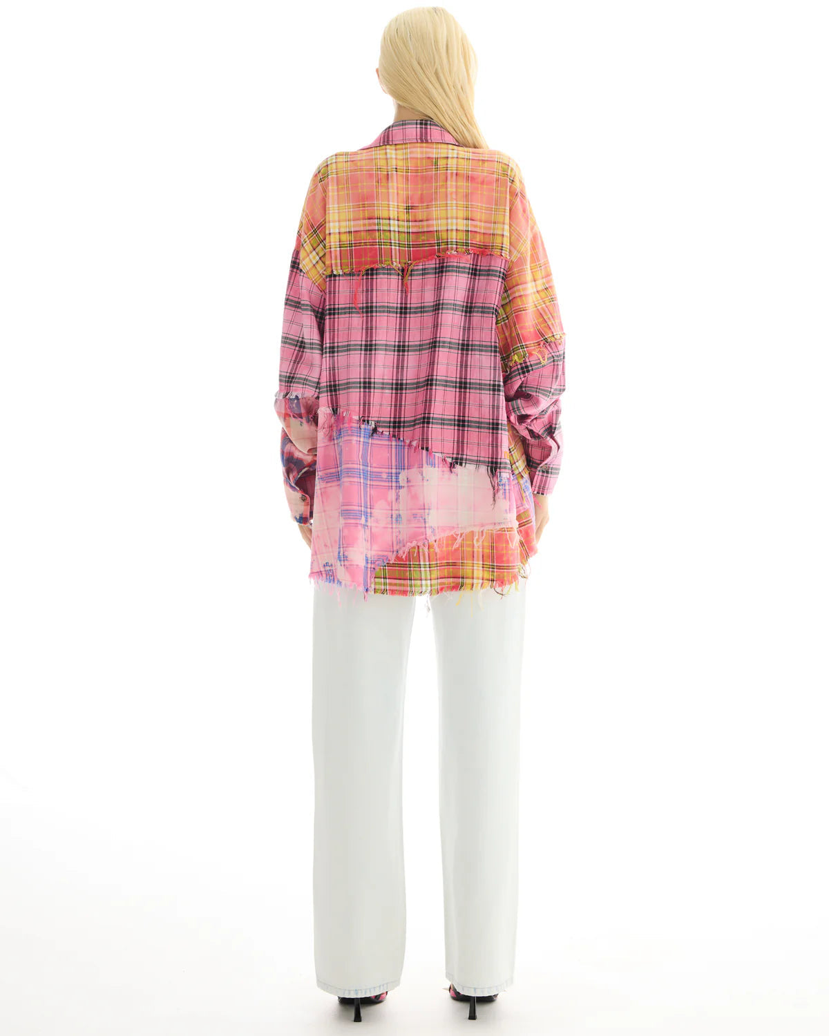 Reworked and Destroyed Check Shirt - Pink The Tales