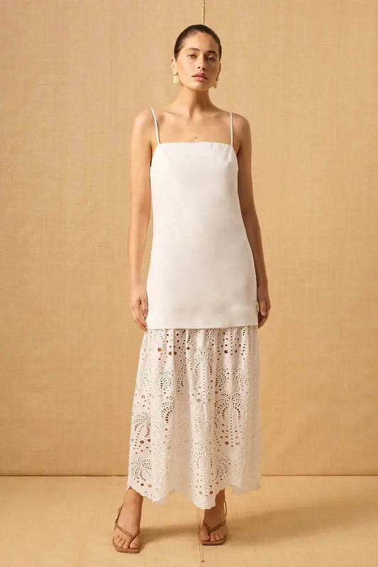 Agua Anglaise Dress - White Mon Renn