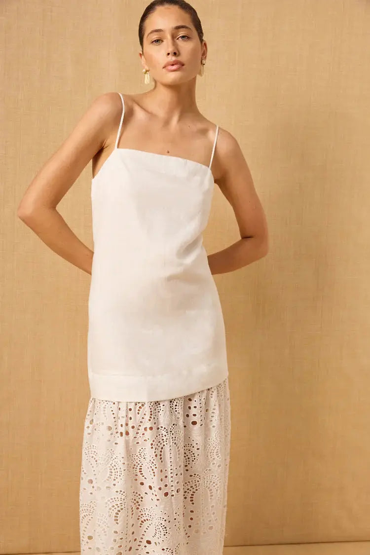 Agua Anglaise Dress - White Mon Renn