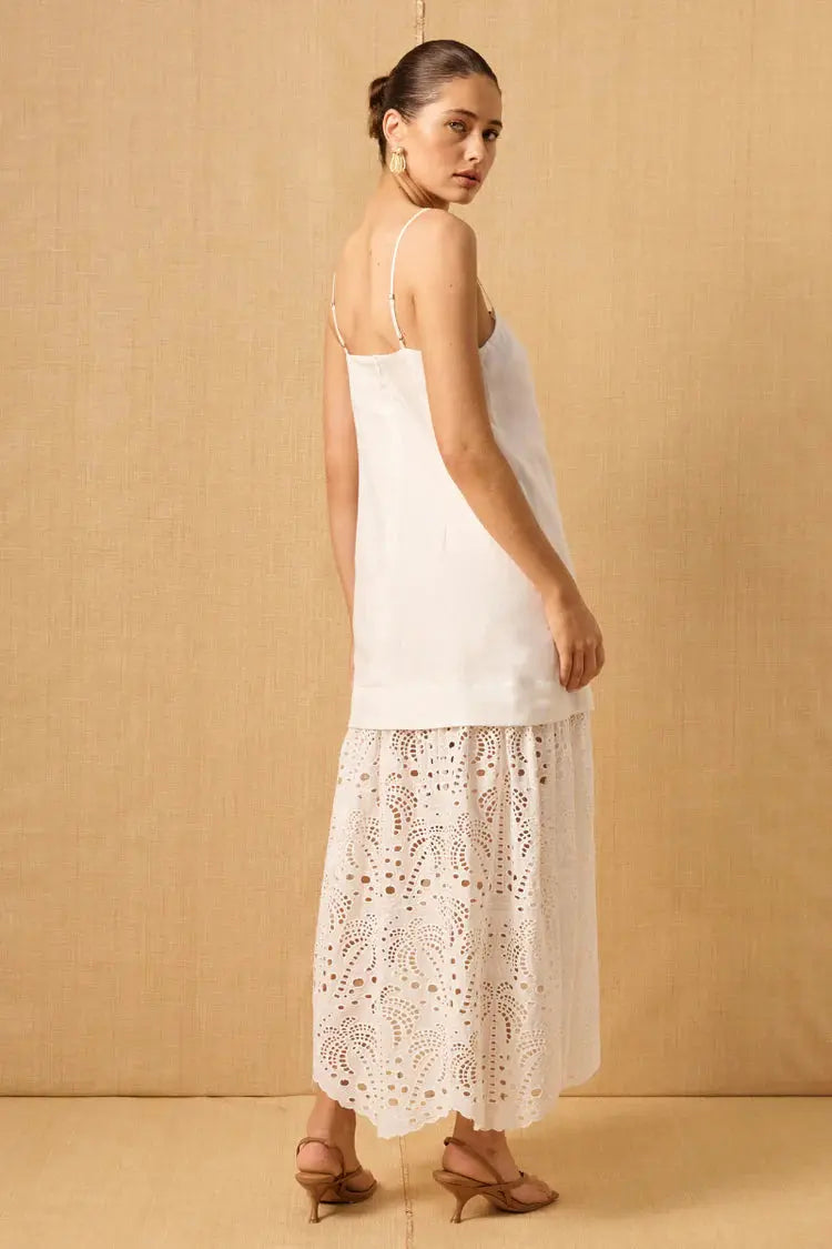 Agua Anglaise Dress - White Mon Renn