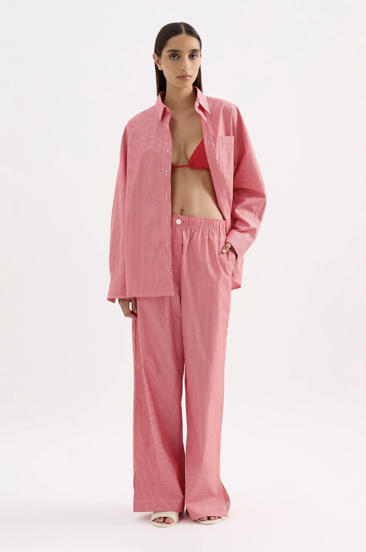 Anouk Stripe Pant - Red Stripe Nude Lucy