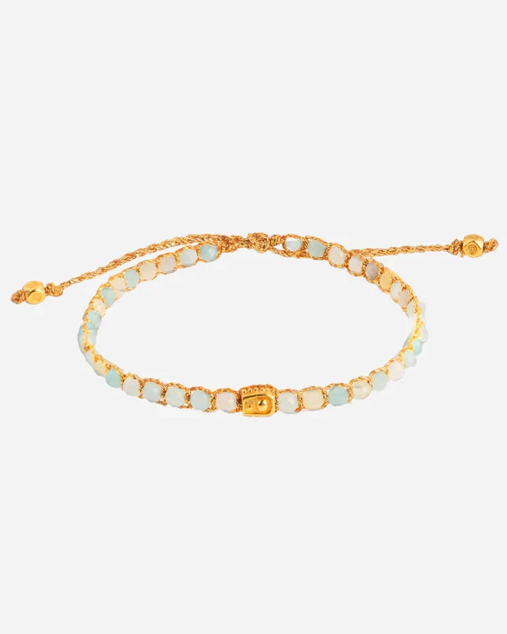 Aquamarine Crystal Gemstone Bracelet - Gold Nusands