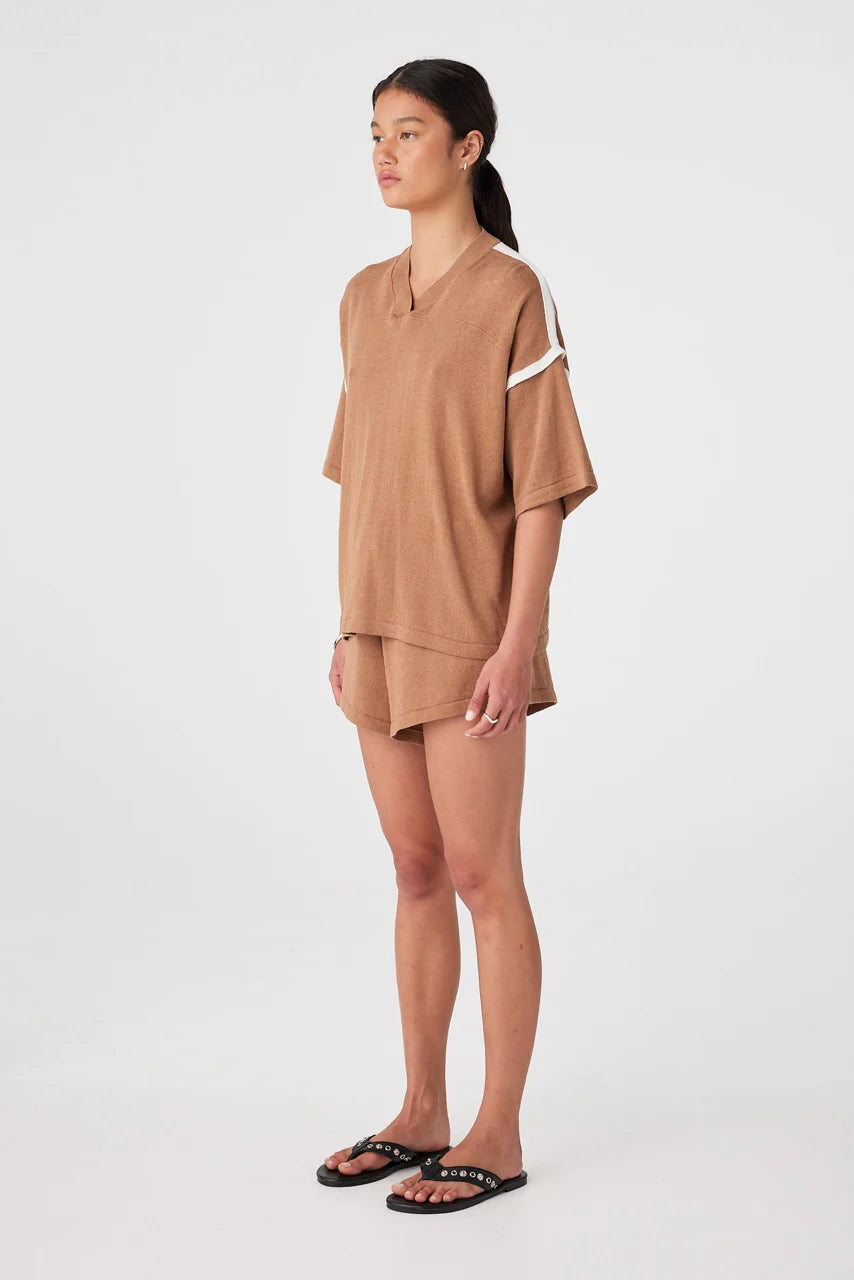 Orlando Oversized Tee - Pecan and Cream Arcaa