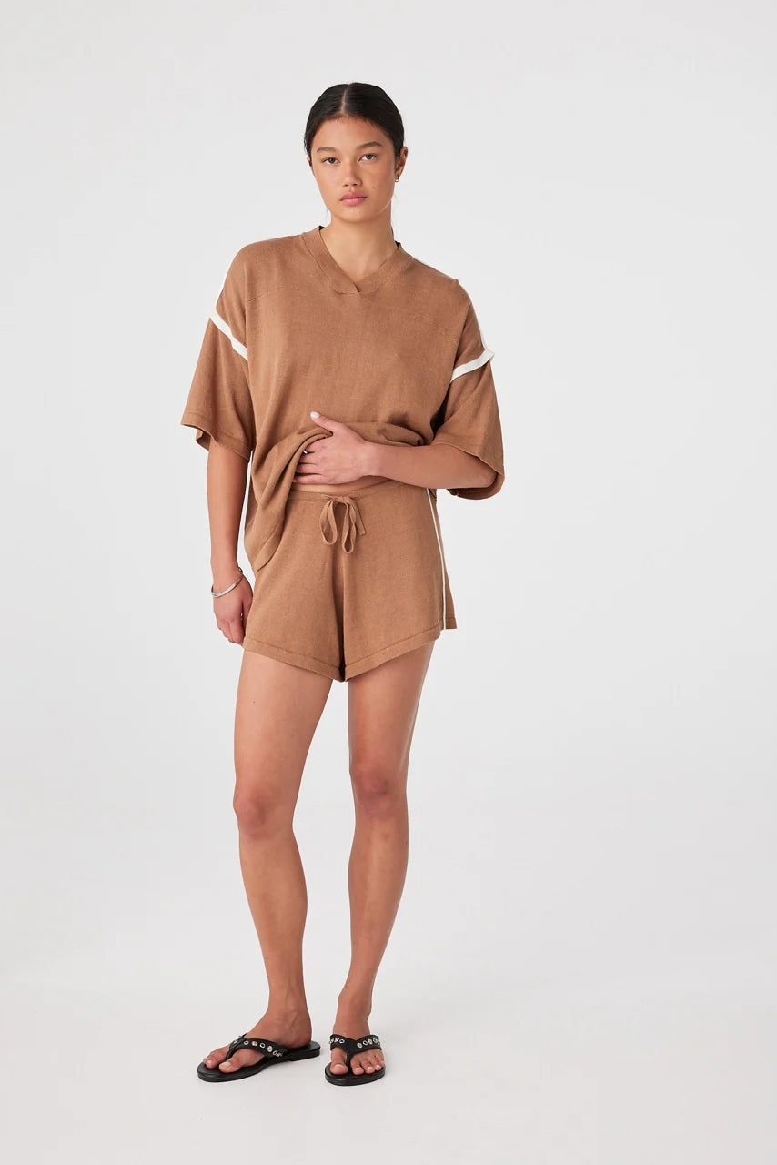Orlando Oversized Tee - Pecan and Cream Arcaa