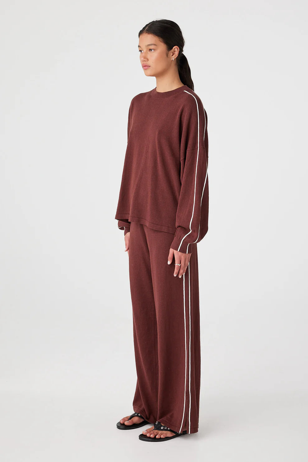 Pippa Long Sleeve Tee - Raisin and Cream Arcaa