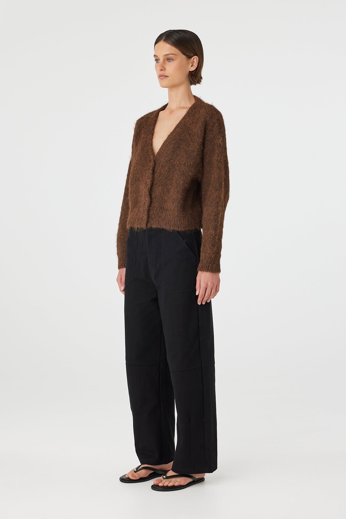 Liora Fluffy Cardigan - Espresso Arcaa