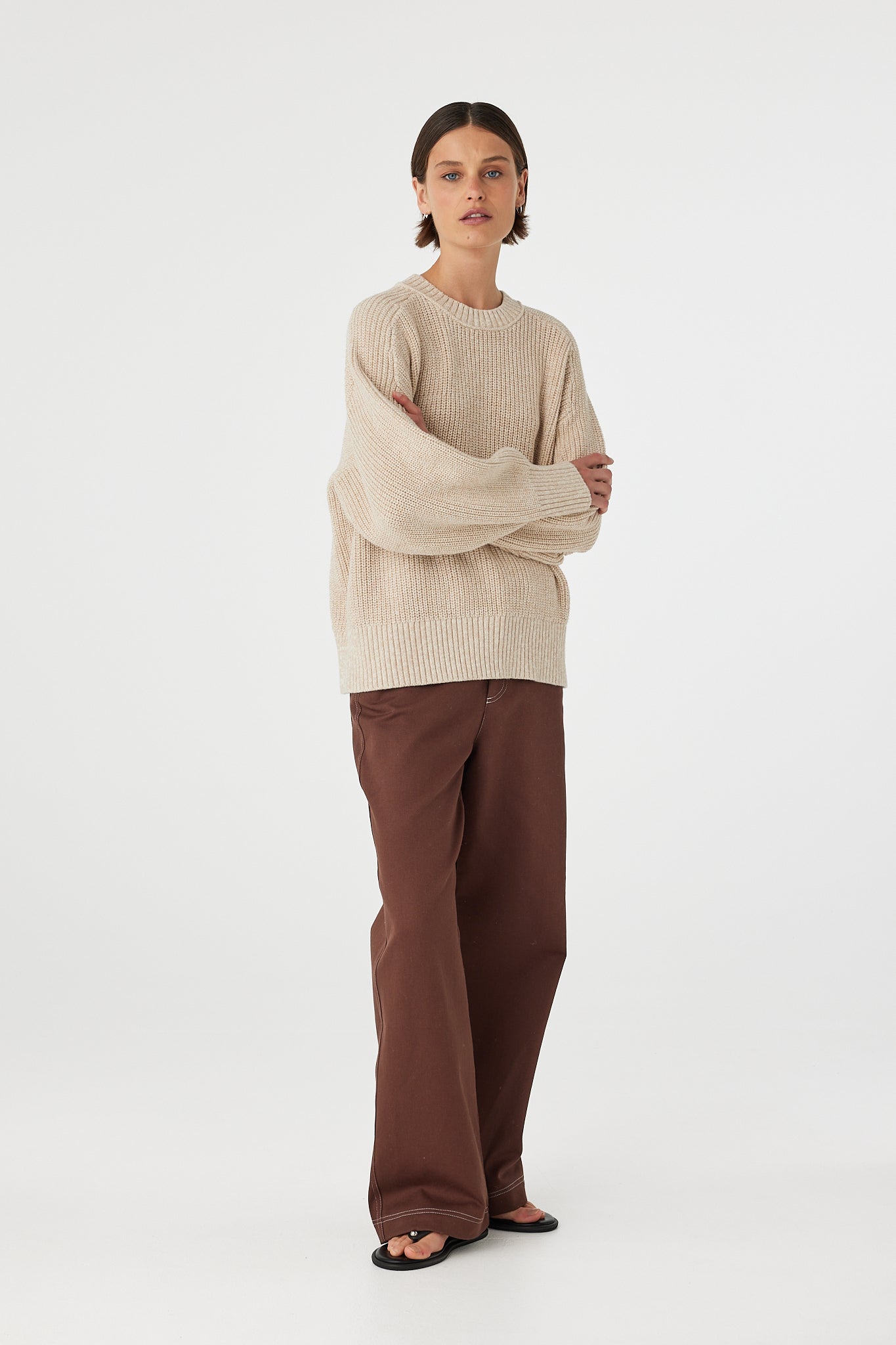 Solene Sweater - Cream and Sand Arcaa