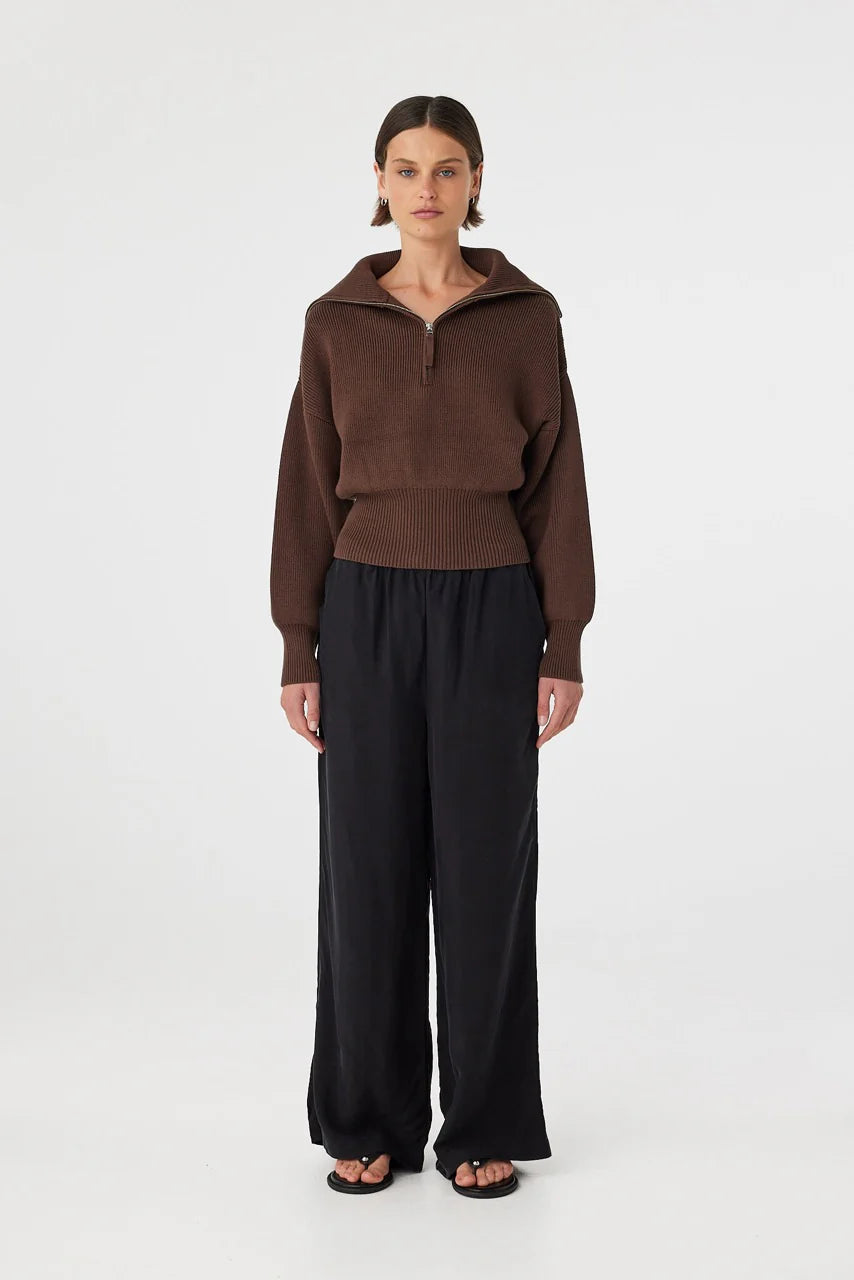 Marley Zip Sweater - Espresso Arcaa