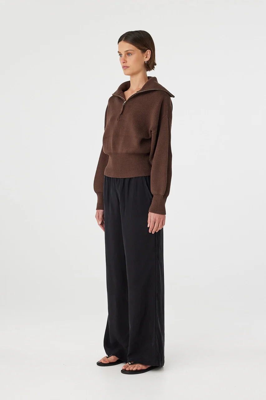 Marley Zip Sweater - Espresso Arcaa