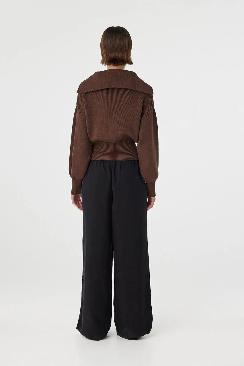 Marley Zip Sweater - Espresso Arcaa