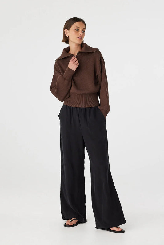 Marley Zip Sweater - Espresso Arcaa