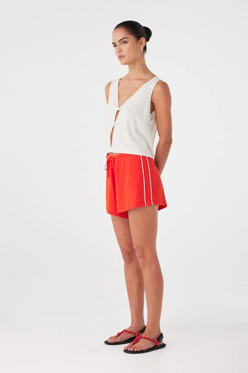 Pippa Drawstring Short - Hibiscus Arcaa