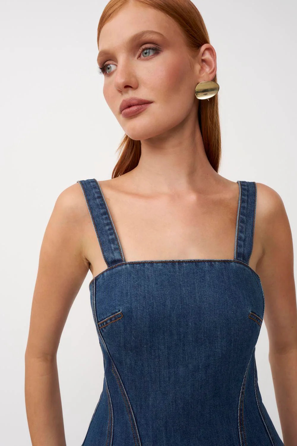Astrid Denim Midi Dress - Dark Blue Denim By Johnny