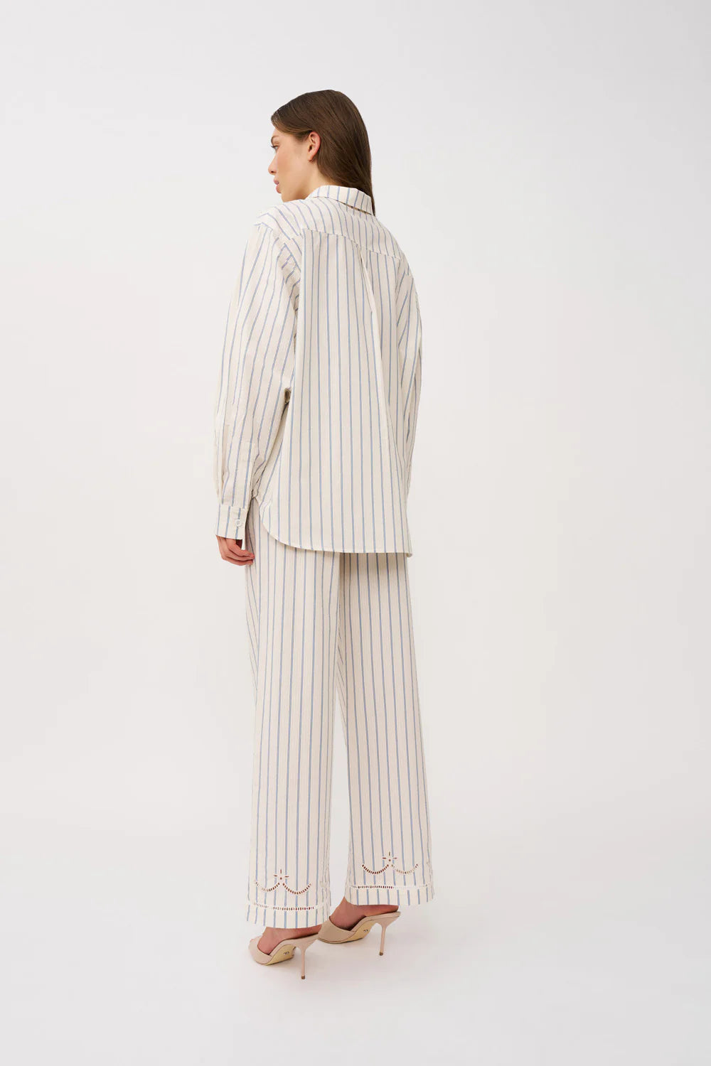 Atlas Broiderie Pant - Creme Blue By Johnny