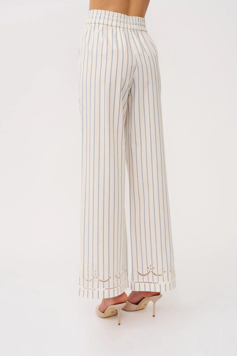 Atlas Broiderie Pant - Creme Blue By Johnny