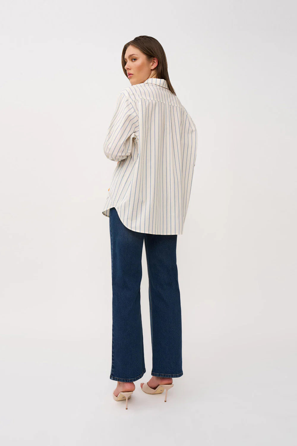 Atlas Broderie Shirt - Creme Blue By Johnny