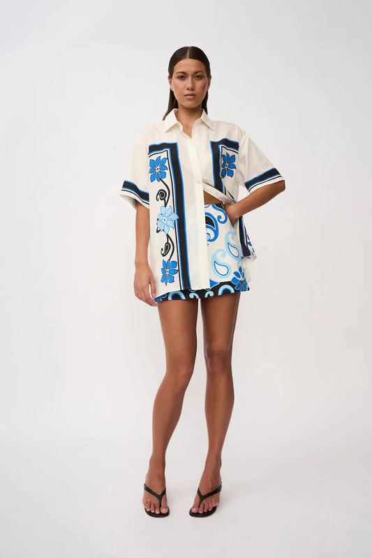 Azure Granada Flower Shirt By Johnny