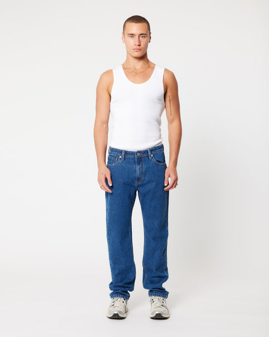 A3 Straight Peter - Mid Vintage Indigo Abrand