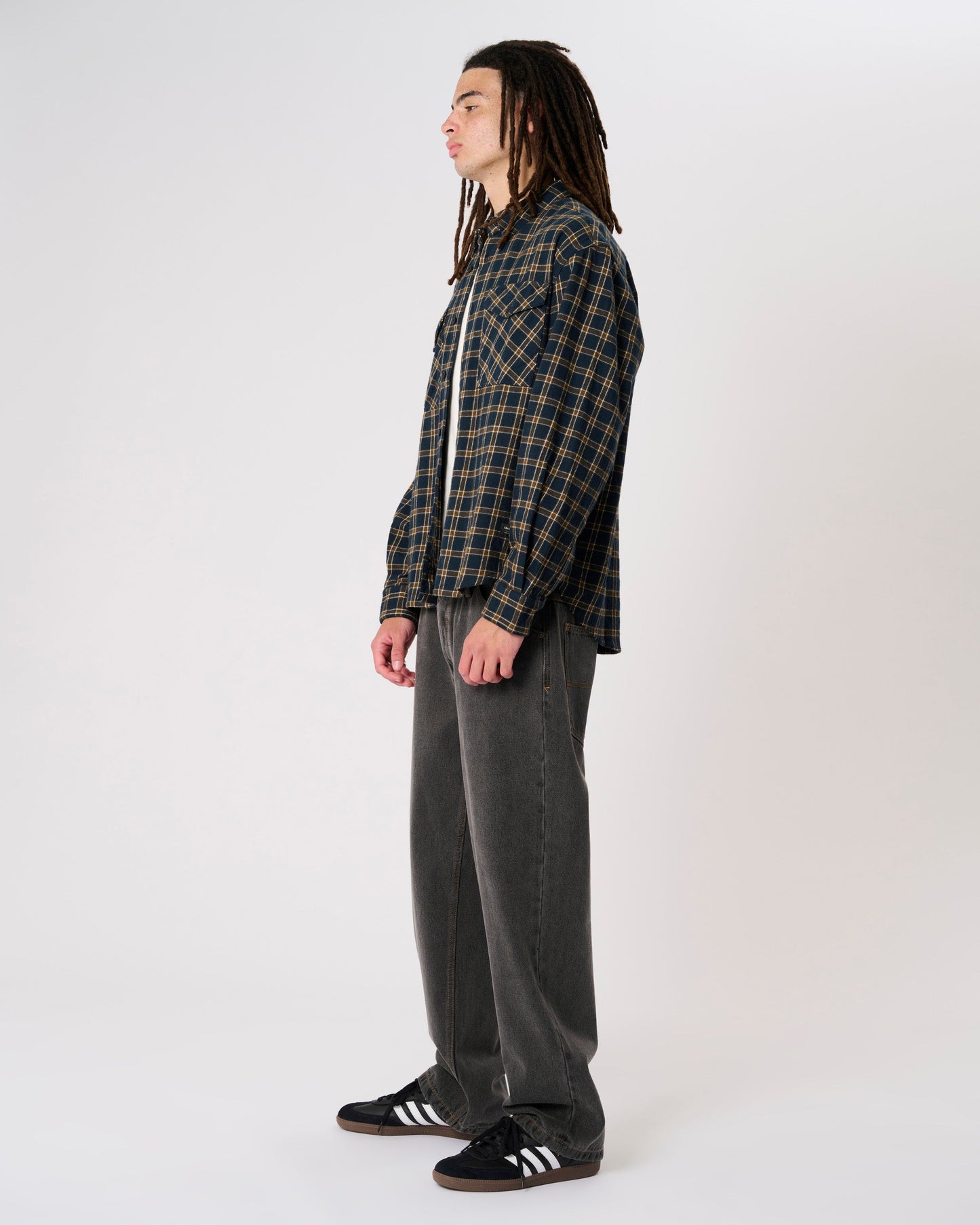 Mickey Check LS Shirt - Dark Navy Check Abrand