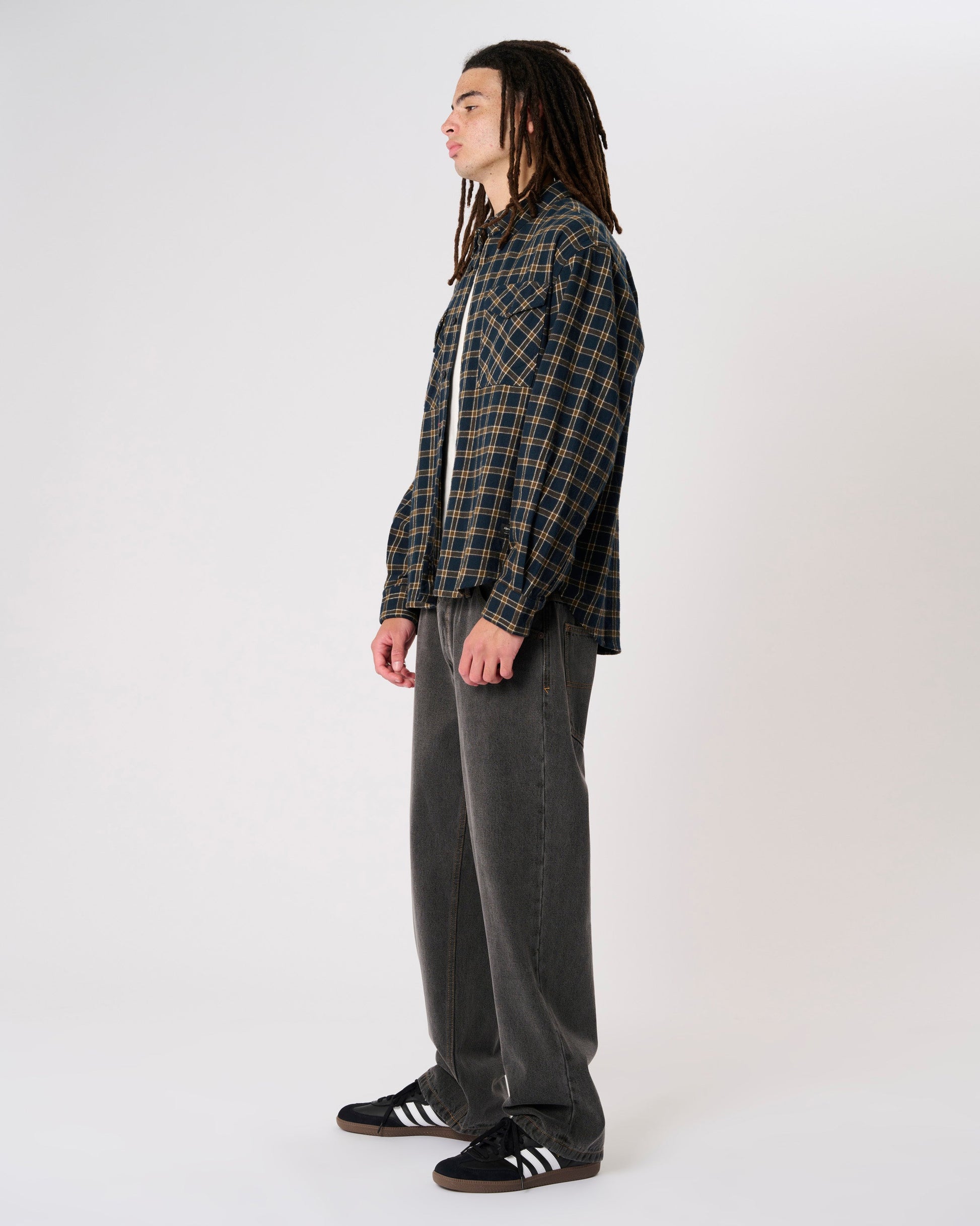 Mickey Check LS Shirt - Dark Navy Check Abrand