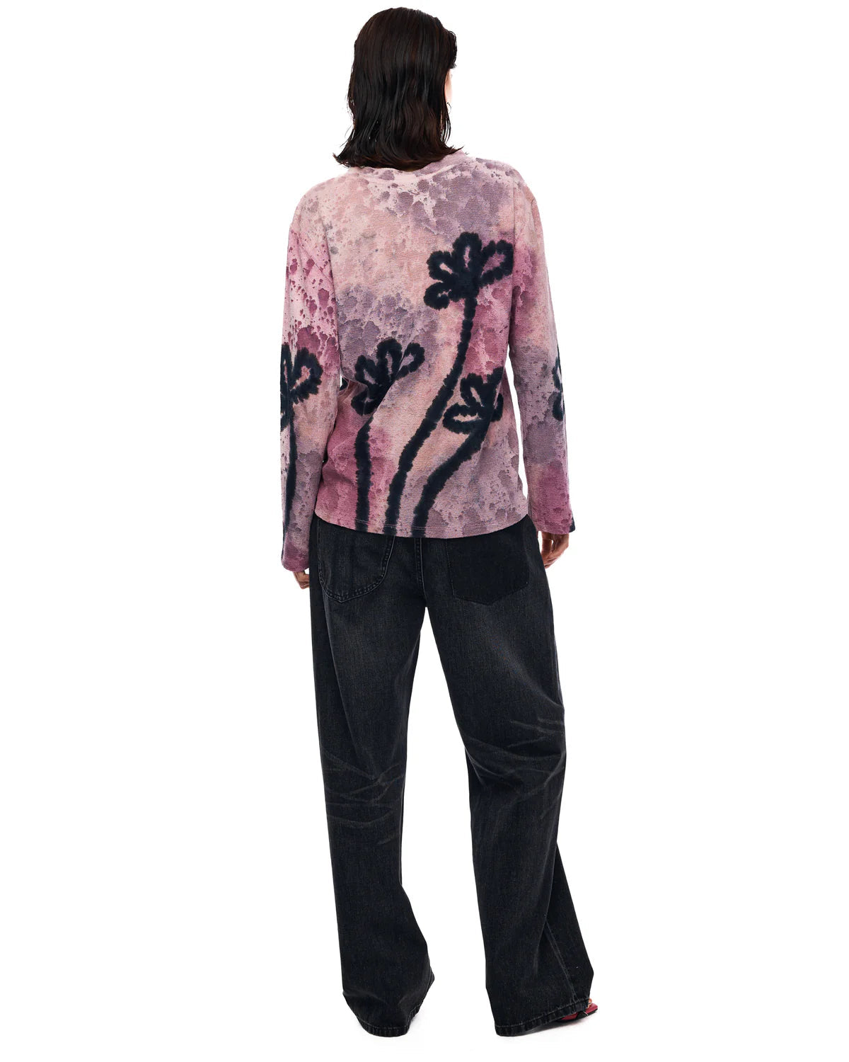 Flower Stalk Hand Dyed Hemp Tee - Purple/Pink The Tales