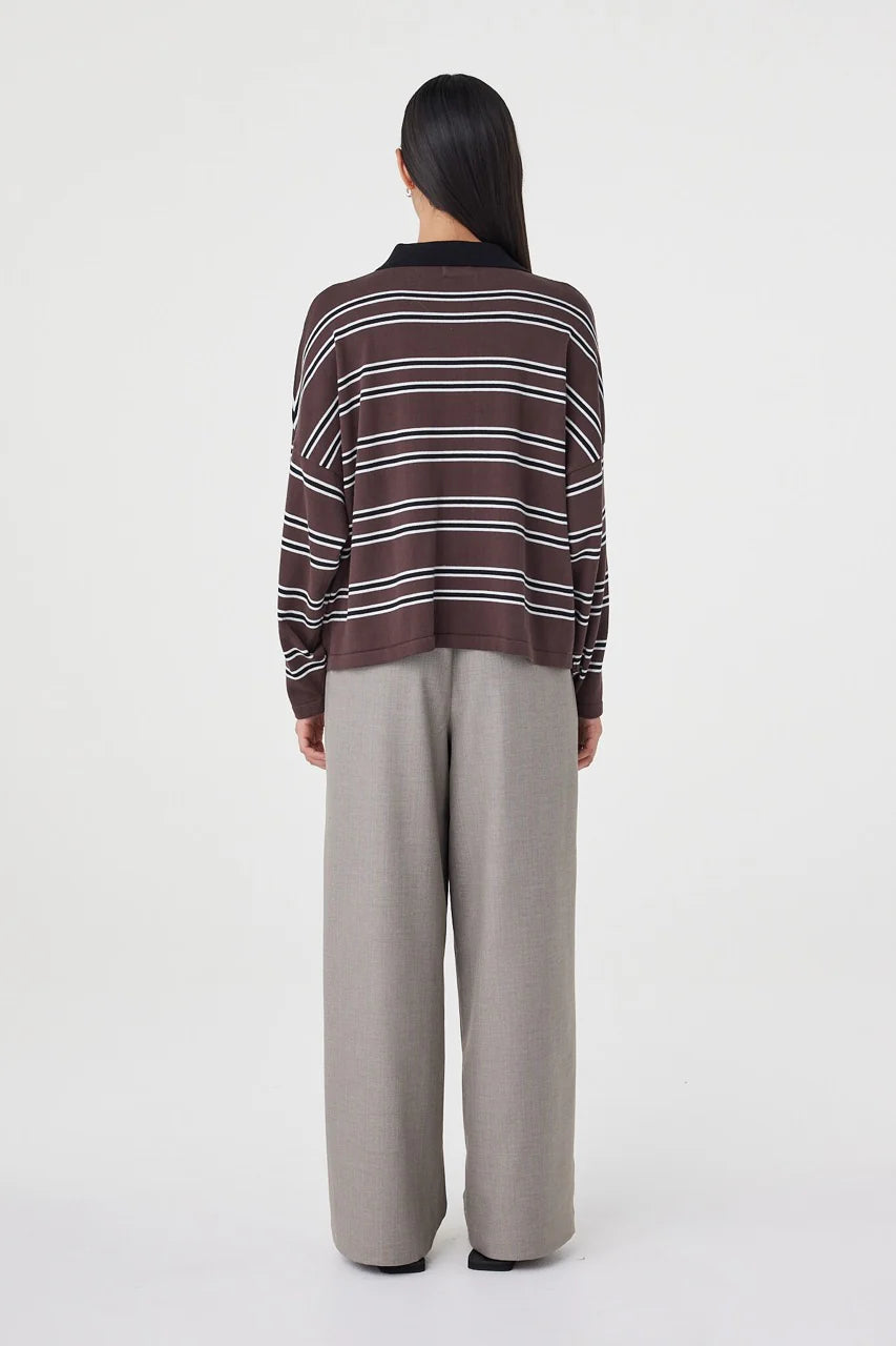 Rayne Knit Jersey - Espresso Black and Cream Arcaa