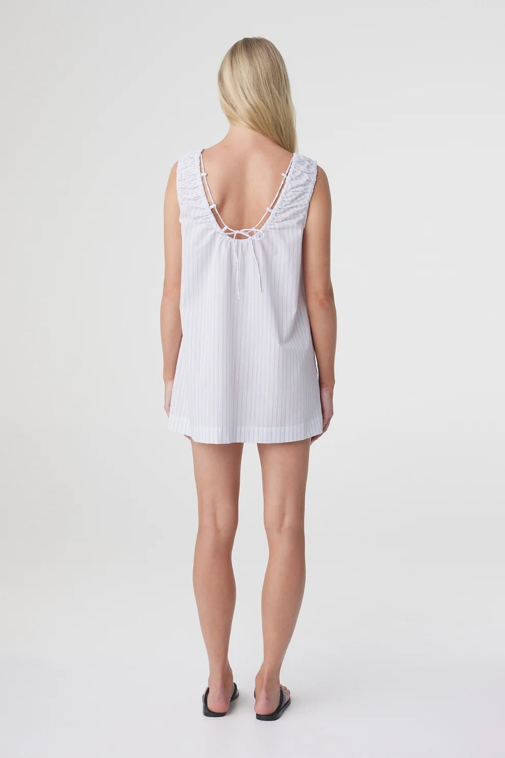 Isla Mini Dress - Blue Pinstripe Arcaa
