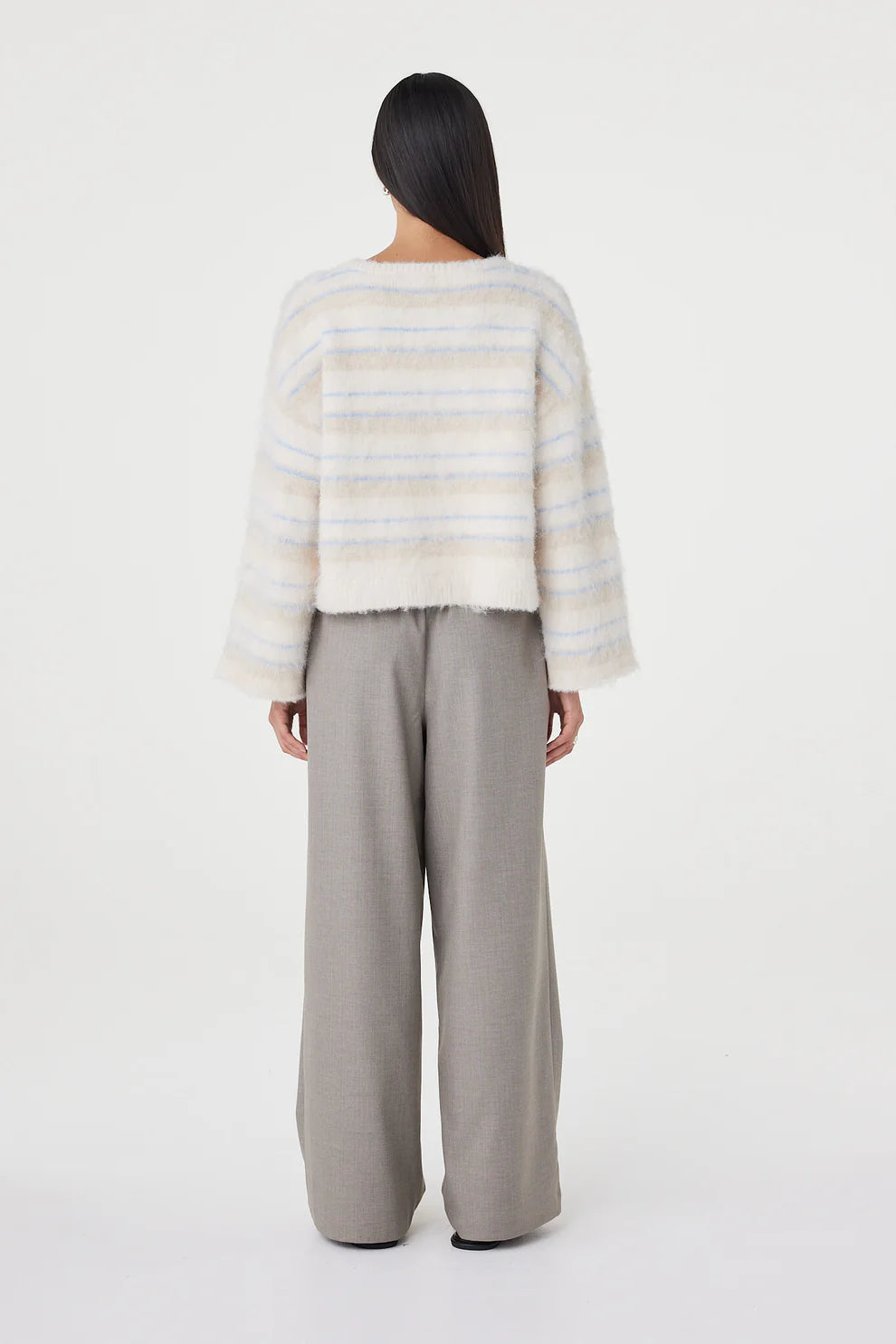 Lucca Sweater - Taupe and Blue Stripe Arcaa
