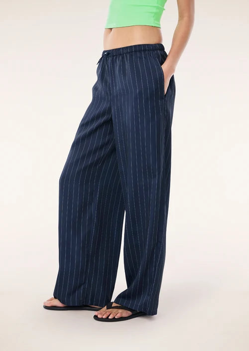 Balance Satin Pant - Navy Pinstripe P.E Nation