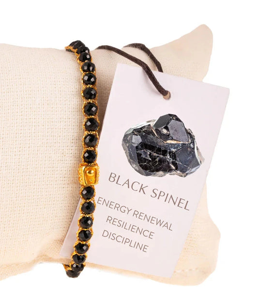 Black Spinel Crystal Gemstone Bracelet - August Birthstone (Copy) Nusands