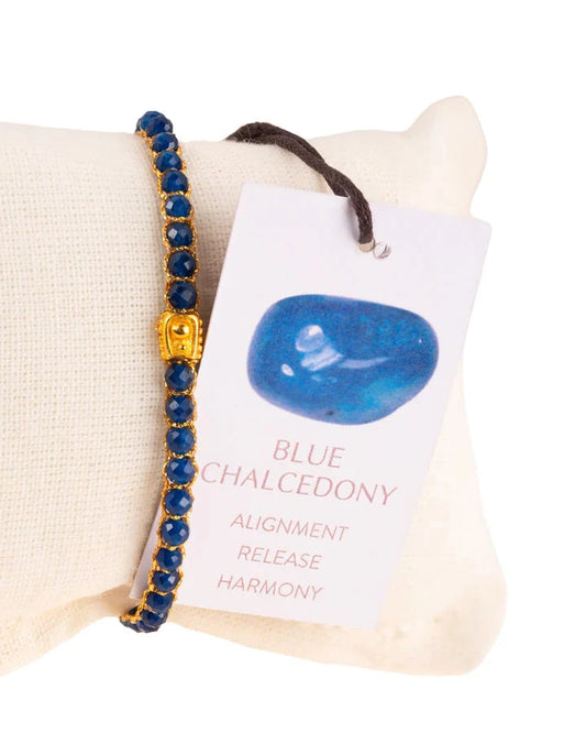 Blue Chalcedony Crystal Gemstone Bracelet - Gold (Copy) Nusands