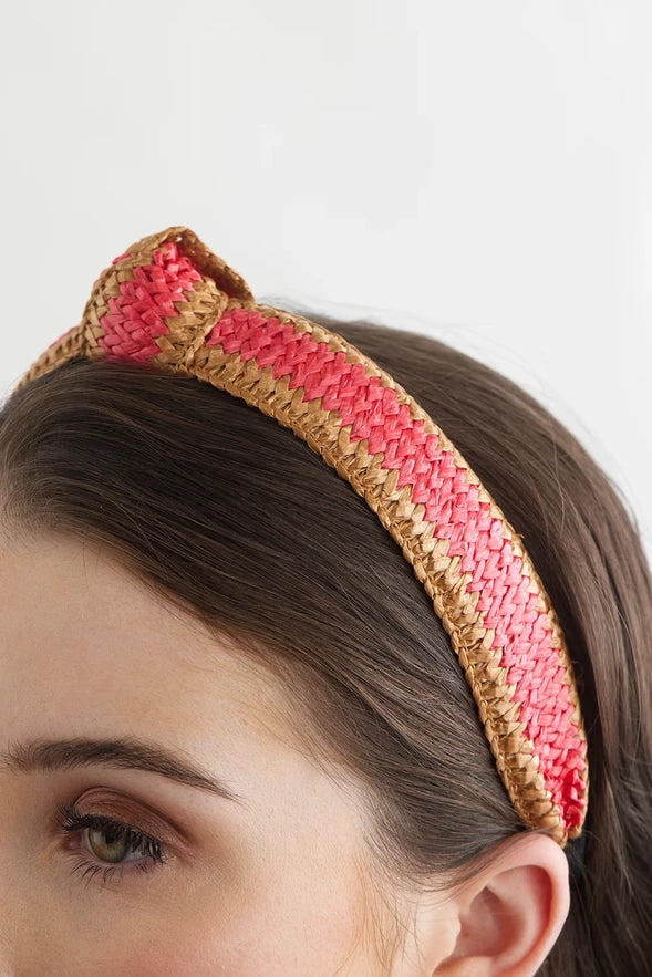 Bowies World Capri Headband Tan/Watermelon at cloth in Brick close up